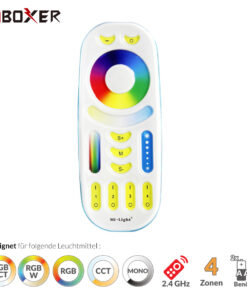 4 Zonen Fernbedienung | RGB+CCT | 2,4 GHz | Weiß | Miboxer | FUT092