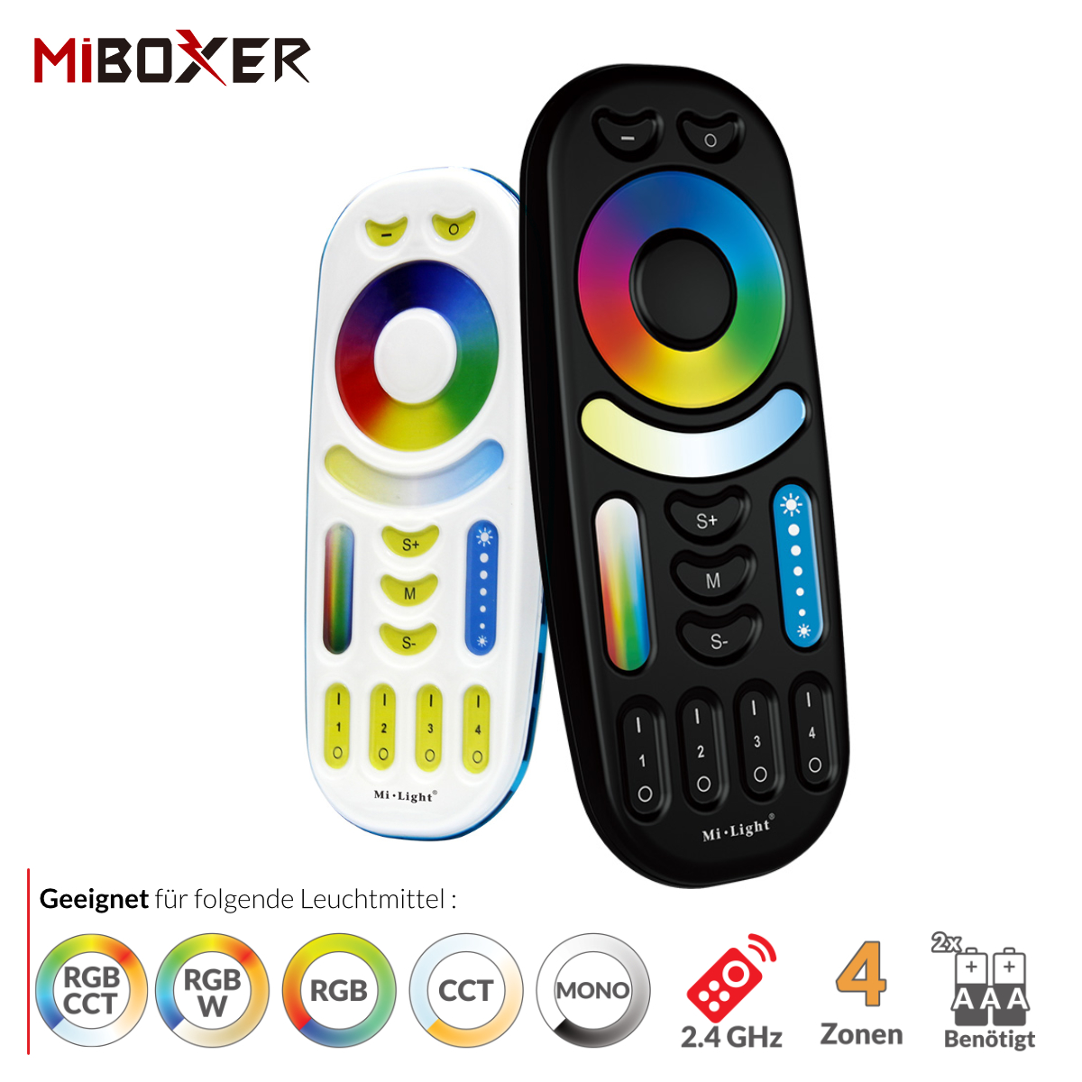 4 Zonen Fernbedienung | RGB+CCT | 2,4 GHz | Miboxer | FUT092