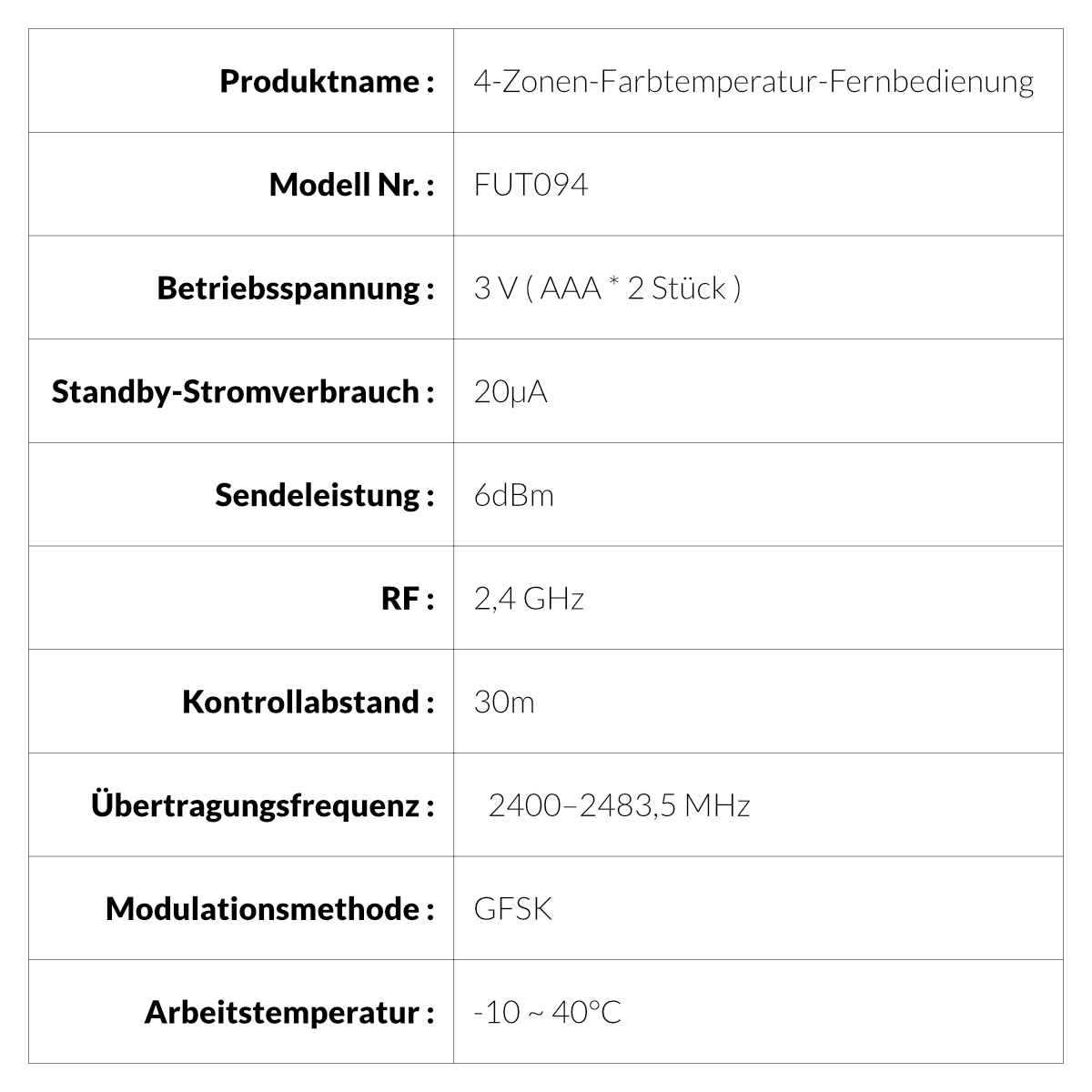 Fernbedienung FUT094 – Bild 4