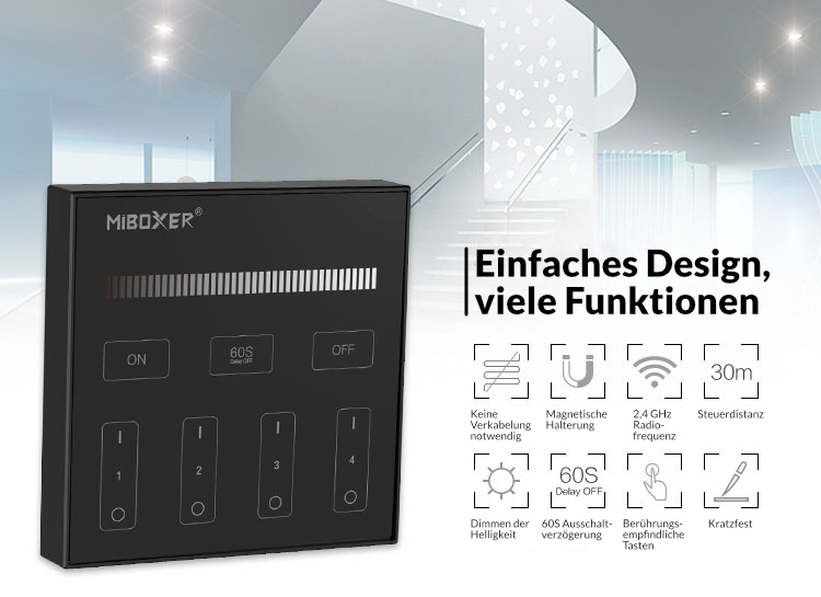 4-Zonen-Panel-Fernbedienung | für einfarbige LED | Schwarz | Miboxer | B1-B – Bild 5