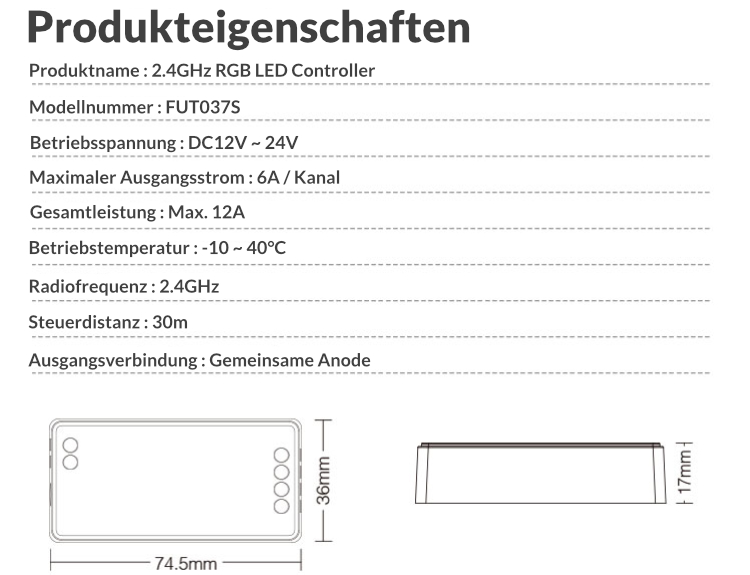 LED-Controller | RGB | 2,4GHz | Miboxer | FUT037S – Bild 8