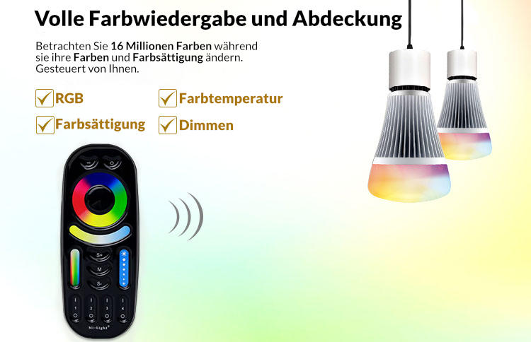 4 Zonen Fernbedienung | RGB+CCT | 2,4 GHz | Schwarz | Miboxer | FUT092-B – Bild 8